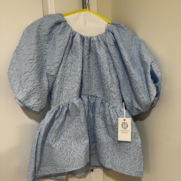 Tuckernuck Hyacinth House Powder Blue Jacquard Julia Blouse XS NWT - Picture 3 of 4